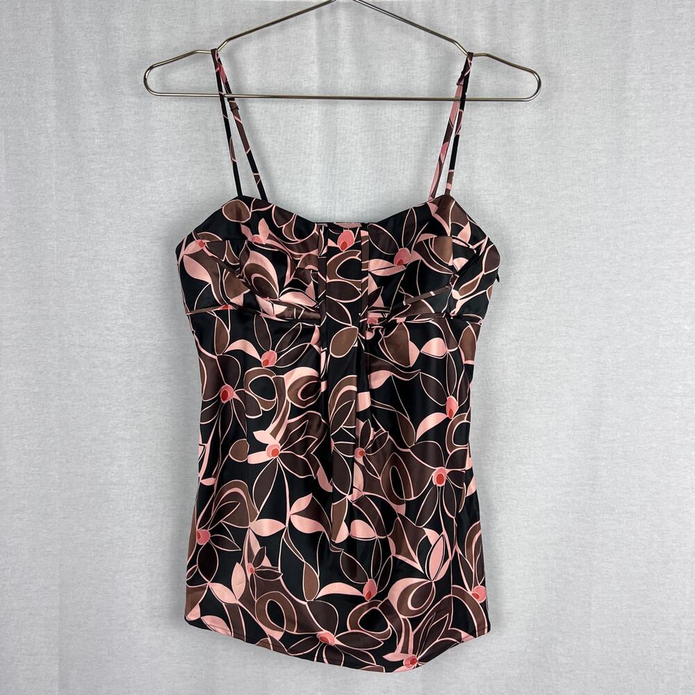 Vintage Y2K Fairy Top Babydoll Brown Pink Floral Abstract Artsy Coquette Whimsy